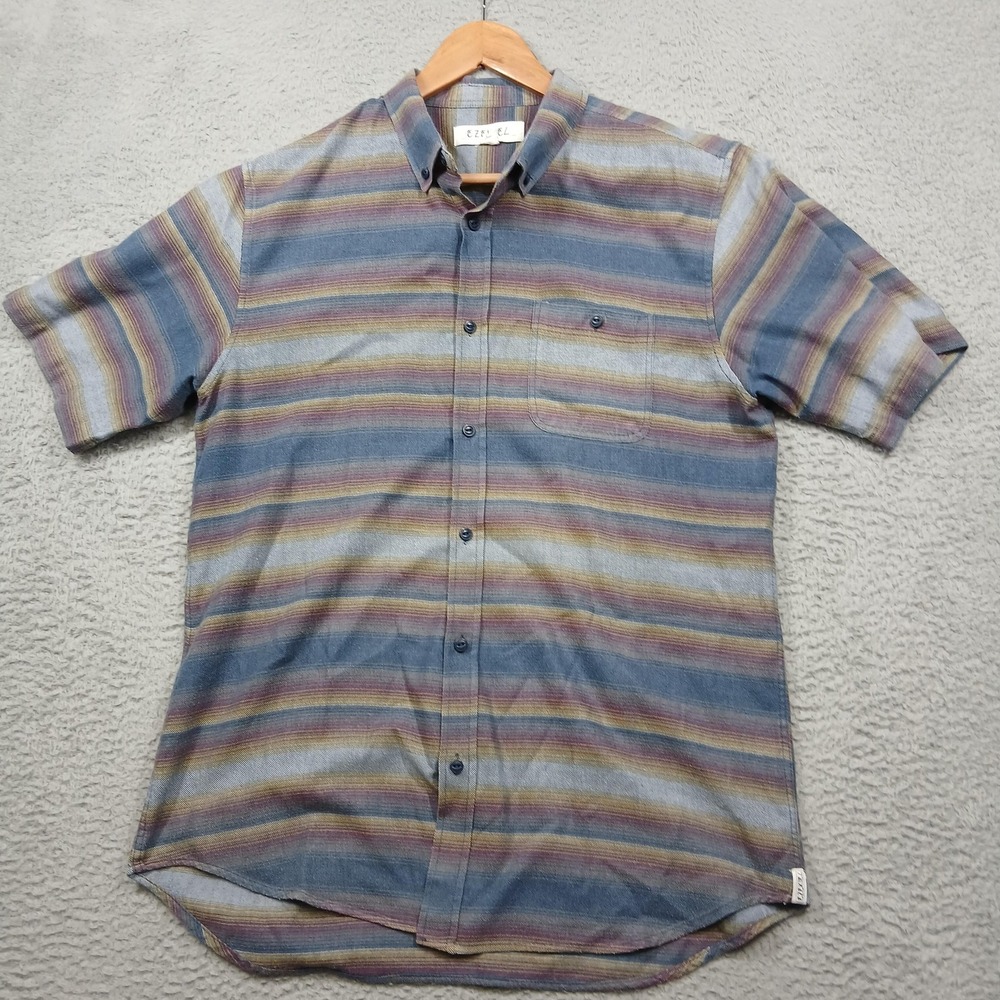 Ezekiel Shirt Mens XL Blue Multicolor Striped Short Sleeve Button Up Casual